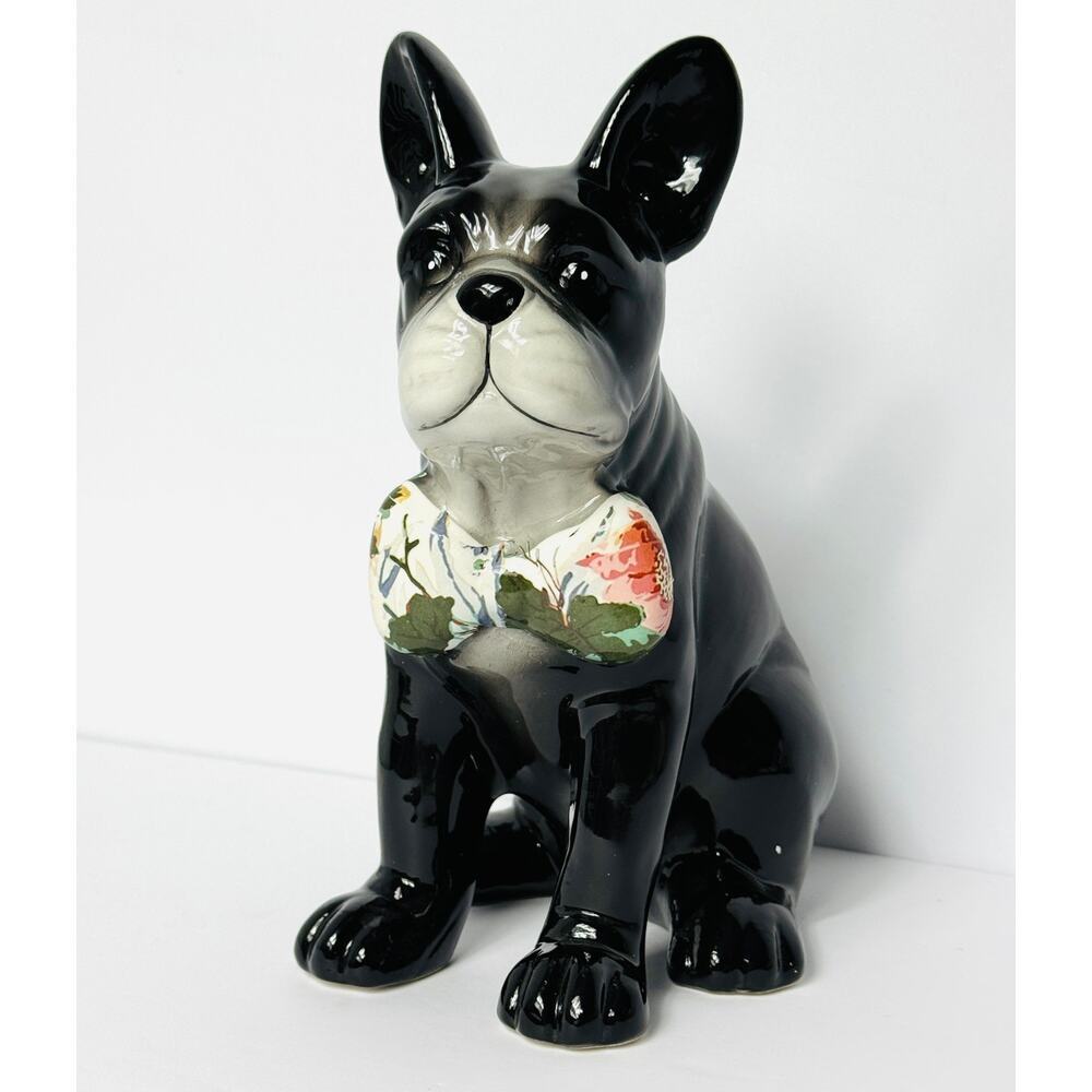 BOSTON TERRIER Ceramic Figurine Handsome Gentlemen Bow Tie Porcelain Dog